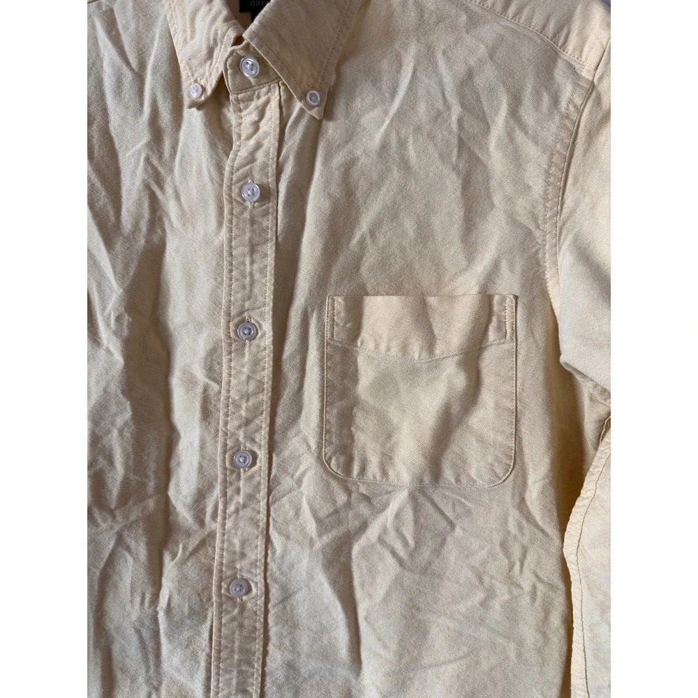 J. Crew Mens Flex Oxford Button Down Shirt Yellow Slim Fit Cotton Size S